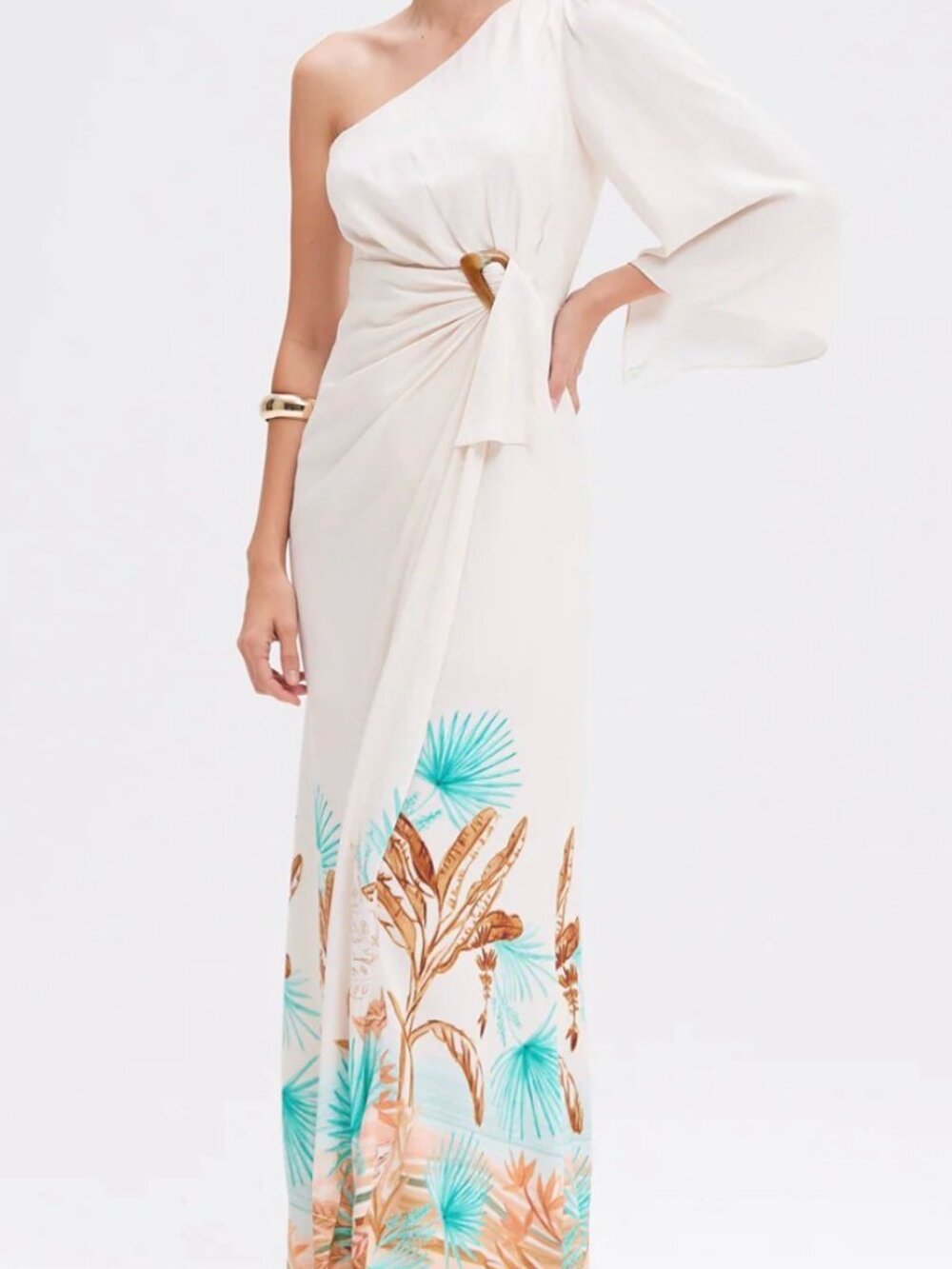 PatBO BANANEIRA TROPICAL ONE SHOULDER MAXI DRESS NWT